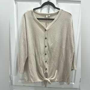 Cream sweater with front tie